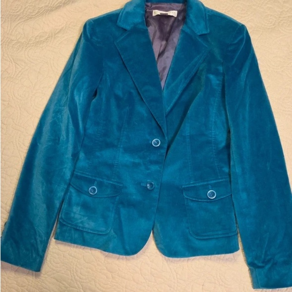 Elegant Teal Velvet Women's Blazer